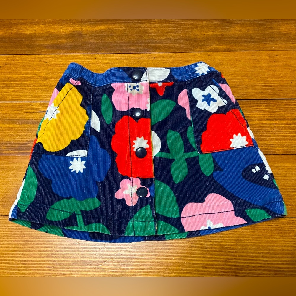 Mini Boden Multicolor Floral Corduroy Skirt Size 2-3